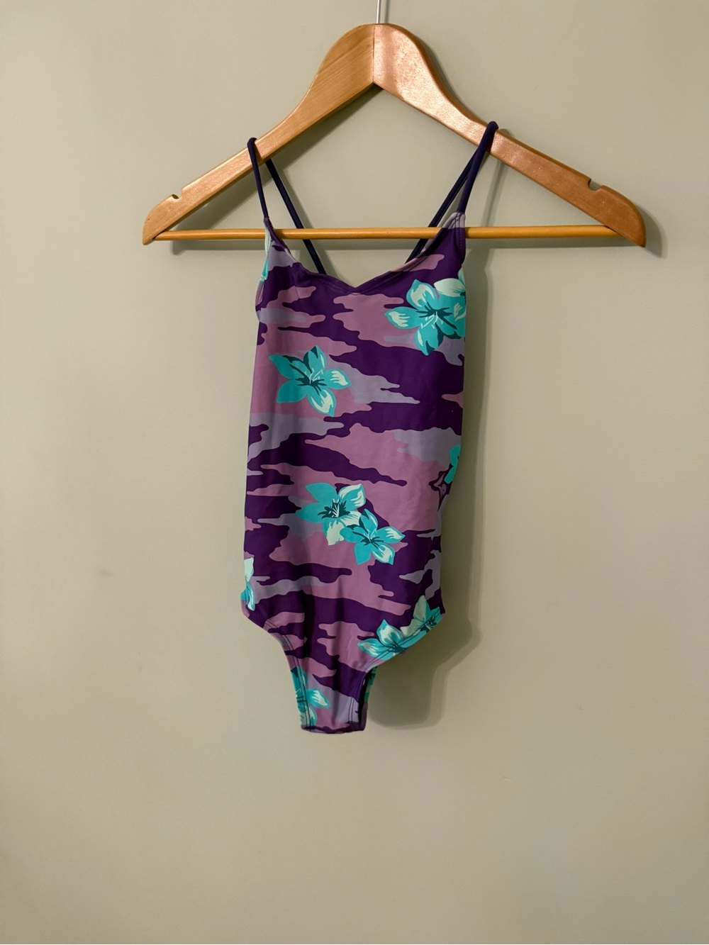Girls Purple Floral One-Piece Swimsuit Size 7